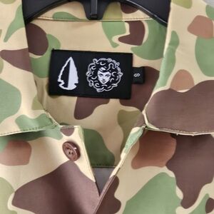 TacHuntFish (THF) Frogskin Camo "Mojito" Short Sleeve Button Down Shirt - Small